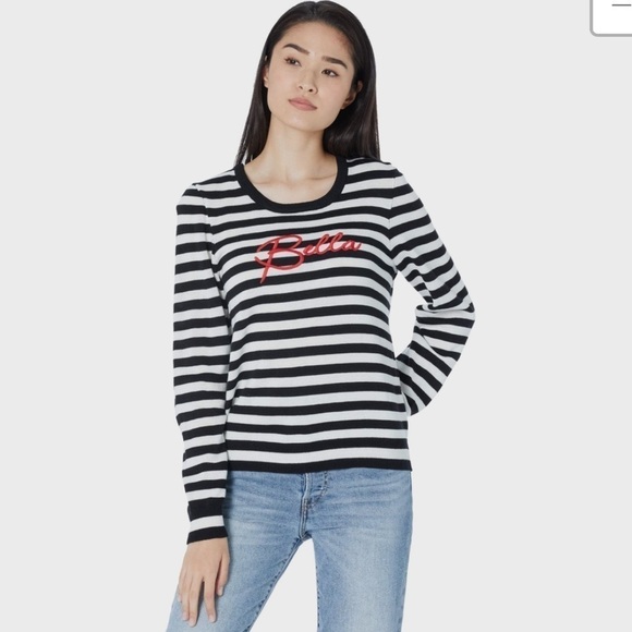 BCBGENERATION striped long sleeve sweater black white Sz XS - Picture 1 of 11